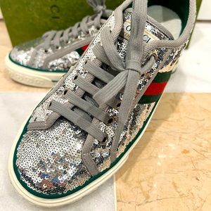 Gucci like new tennis 1977 silver sequins sneakers size 37